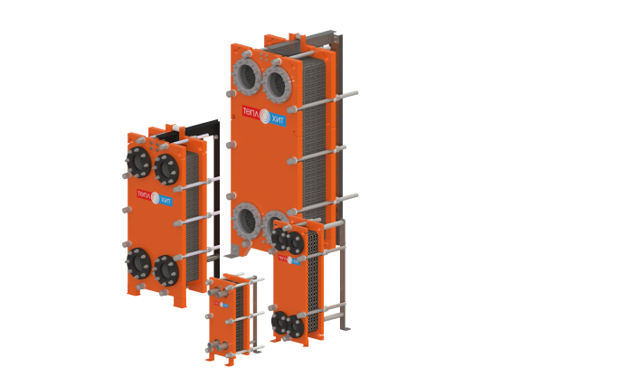 Пластинчатый теплообменник в сборе